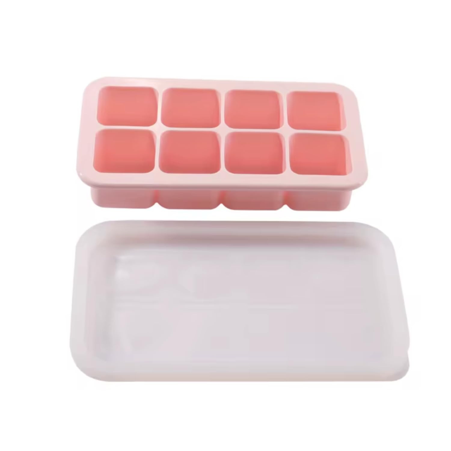 Forma de Silicone Rosa para Congelar Papinhas - 8 Cubos 30ml com Tampa Hermética | Segura, Prática e Livre de BPA