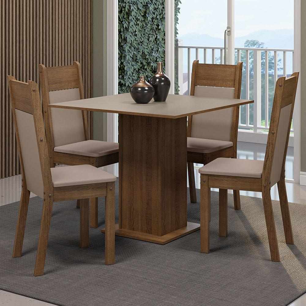 Conj. Mesa Jantar 4 Cadeiras Madesa: Rustic e Elegante