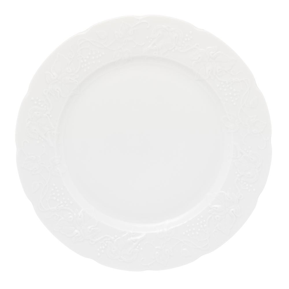 Conjunto 6 Pratos Rasos Wolff Vendange: Porcelana Limoges Branca