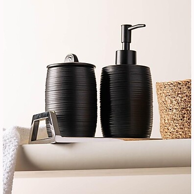 Conjunto Banheiro Cerâmica Duna Preto: Elegância!