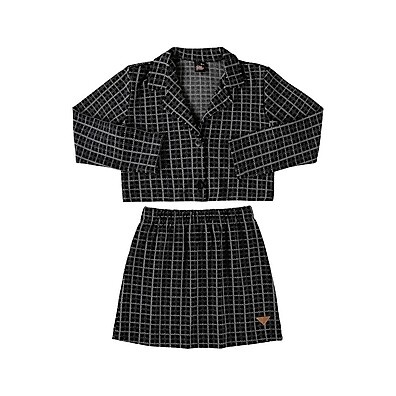 Conjunto Blazer Cropped & Saia: Estilo Juvenil!