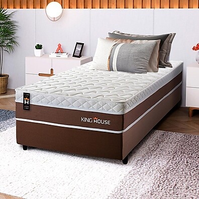 Conjunto Cama Box Venice Marrom Solteiro 88x188x60