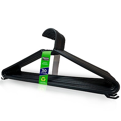 Conjunto com 30 Cabides Reforçados Pretos – Resistência e Elegância