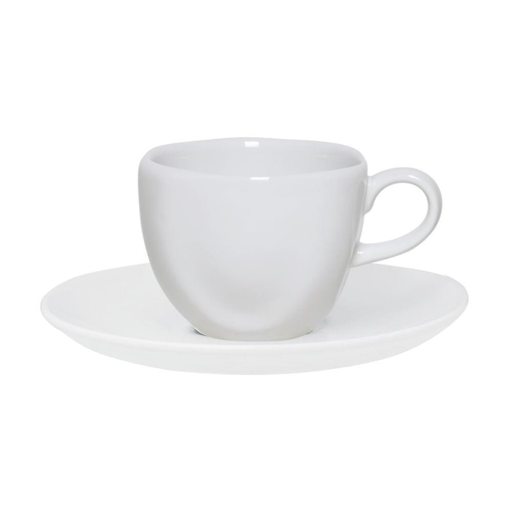 Conjunto de 6 Xícaras Grandes 220ml com Pires Ryo White - Estilo Japonês
