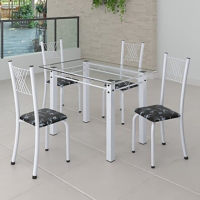 Conjunto de Jantar 4 Cadeiras Vidro Incolor – Sara Yescasa
