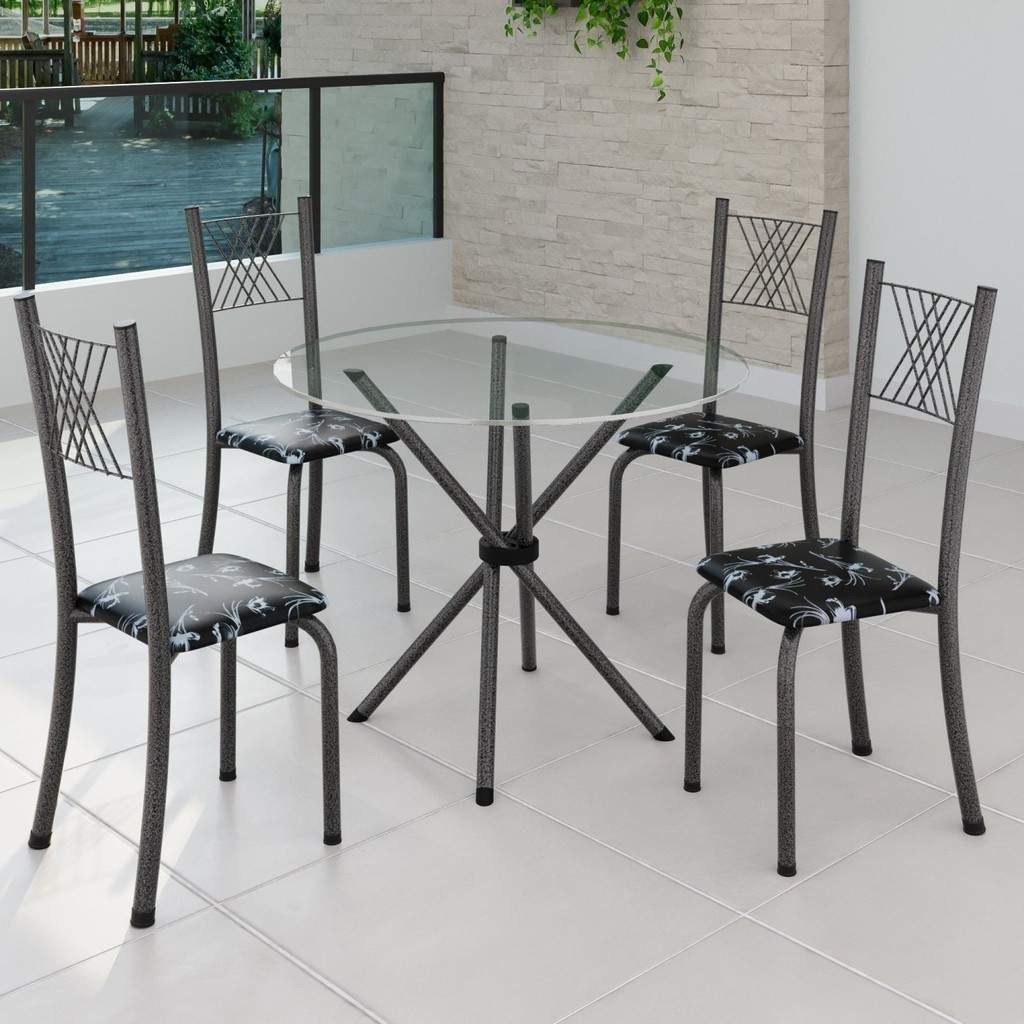 Conjunto de Jantar Redondo: Mesa e 4 Cadeiras Yescasa