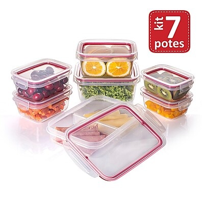 Conjunto de Potes Herméticos Trava Mais – 7 Peças