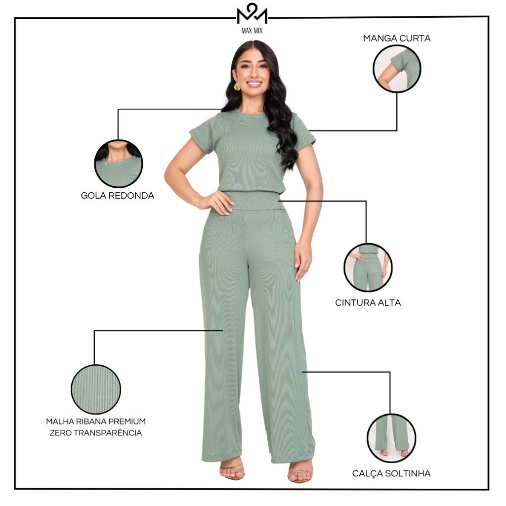 Conjunto Elegante: Calça Soltinha + Blusa Casual