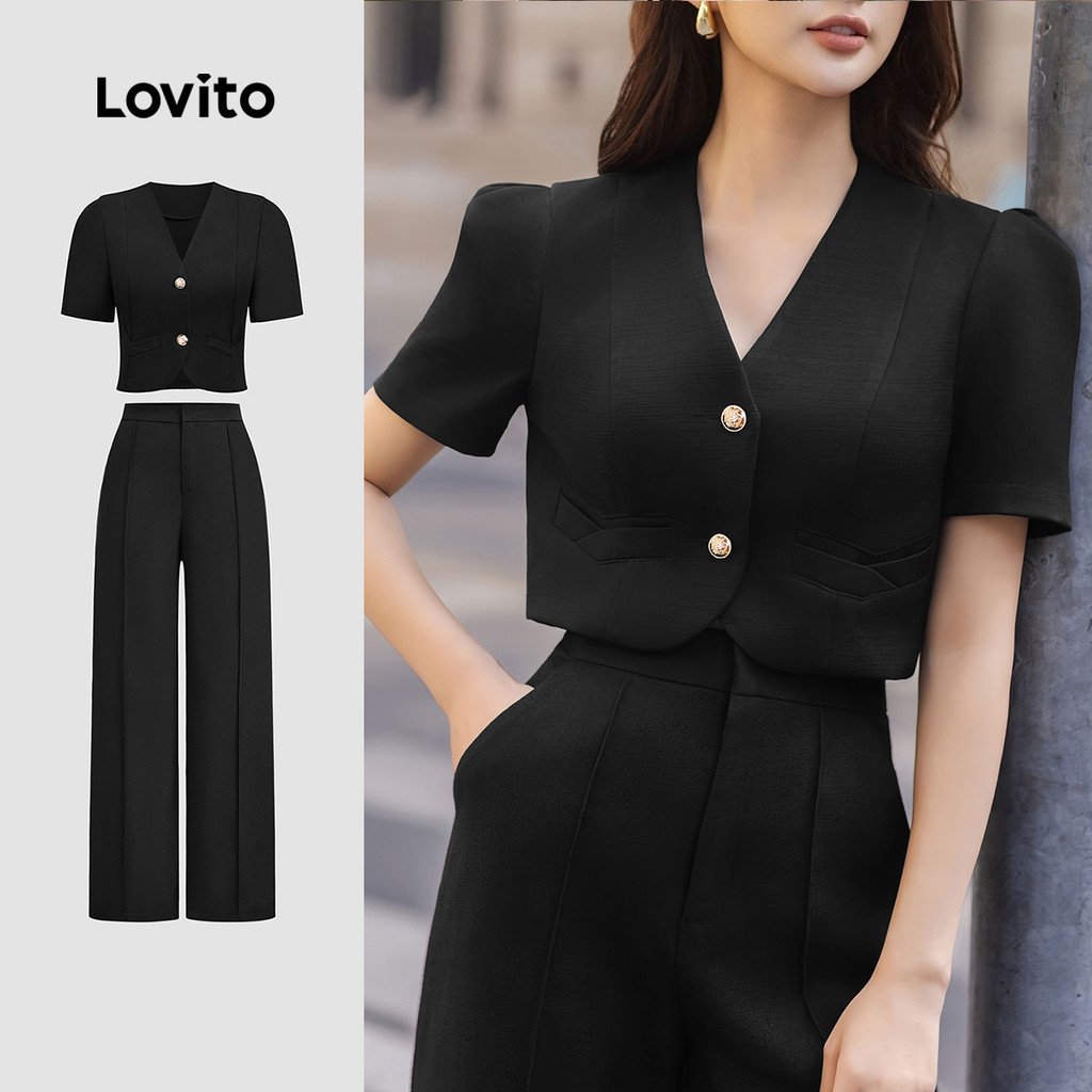 Conjunto Elegante Lovito: Calça com Zíper e Botão