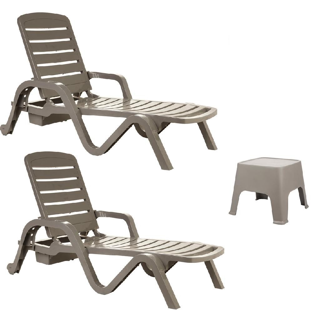 Conjunto Espreguiçadeiras Toronto + Mesa Sunset: Conforto e Estilo para Piscina e Jardim