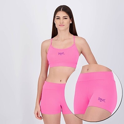 Conjunto Everlast Basics: Top & Shorts Rosa para Treino