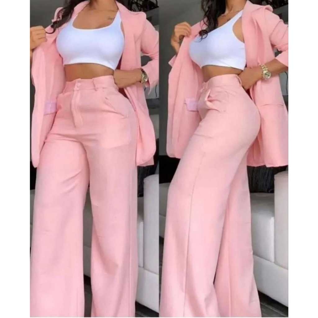 Conjunto Feminino Pantalona e Blazer Plus Size Tendência: Elegância e Versatilidade