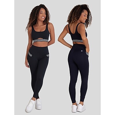 Conjunto Fitness com Bolsos: Legging + Top em Poliamida Rocca