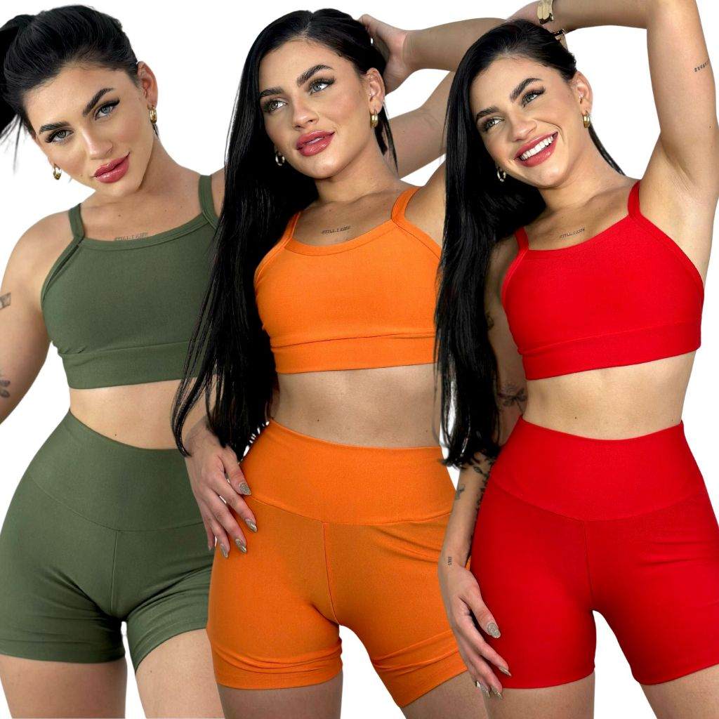 Conjunto Fitness Cós Alto: Short + Cropped para Treino