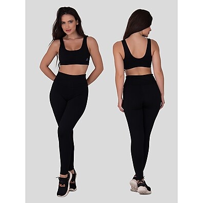 Conjunto Fitness Feminino Cintura Alta com Tecnologia Zero Transparência