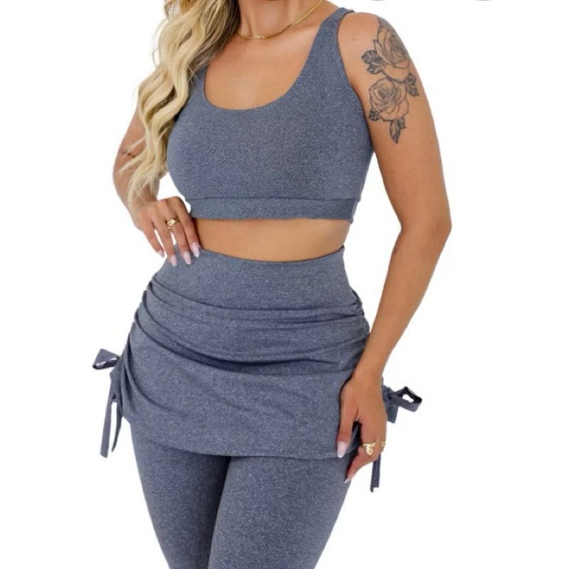 Conjunto Fitness: Legging, Saia e Top Perfeitos!