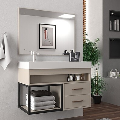 Conjunto Gabinete Banheiro New 80 Nude – Elegância e Praticidade