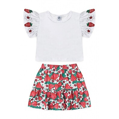 Conjunto Infantil Flor de Morango: Estilo e Conforto!