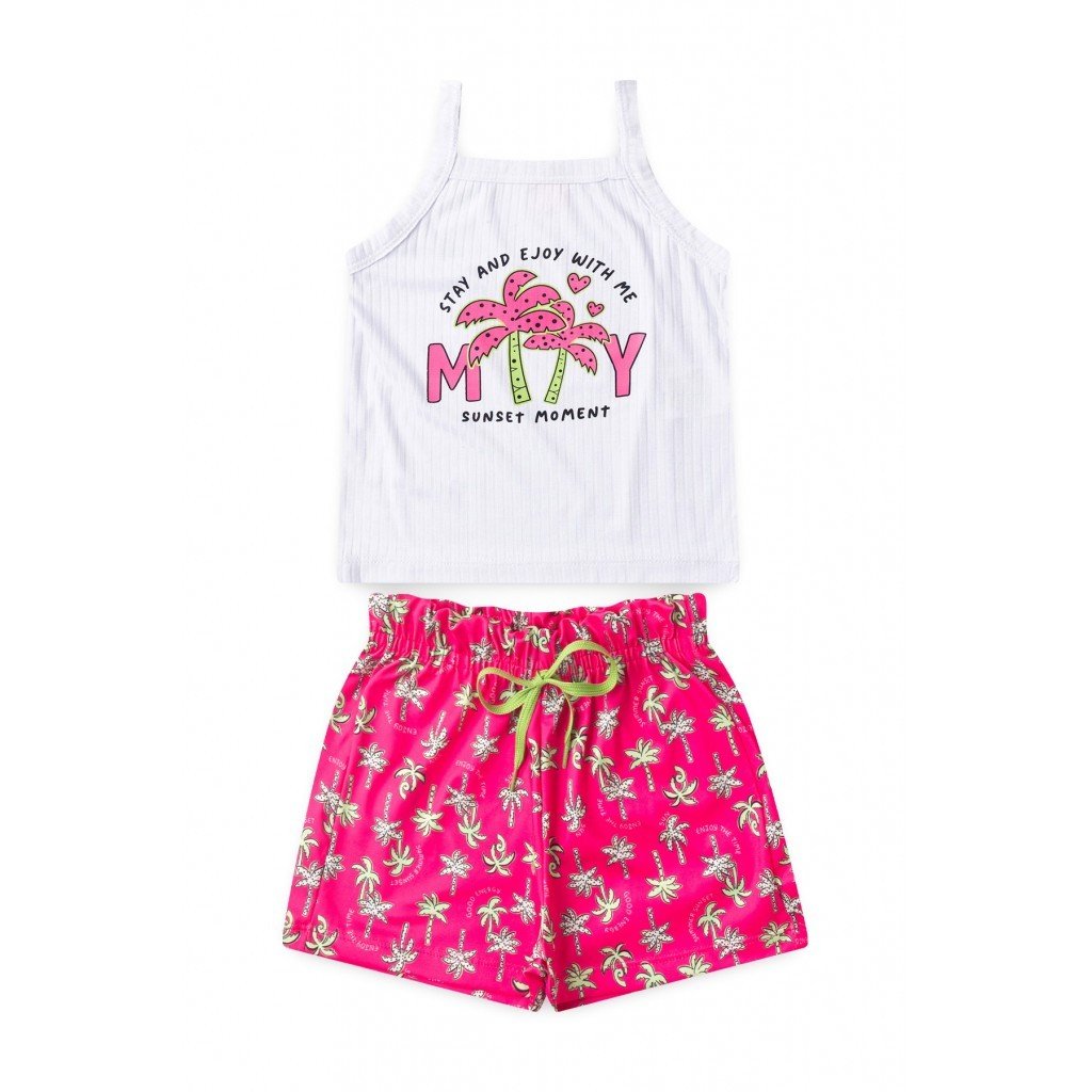Conjunto Infantil Pôr do Sol Tropical: Conforto e Estilo!
