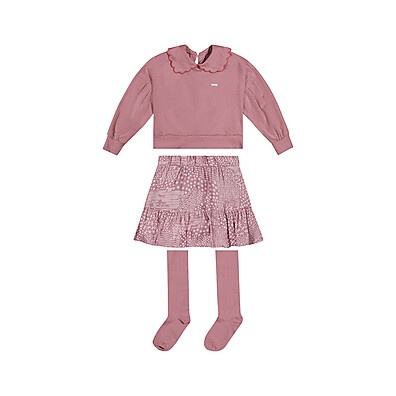 Conjunto Infantil Rosa: Blusa e Saia Colorittá