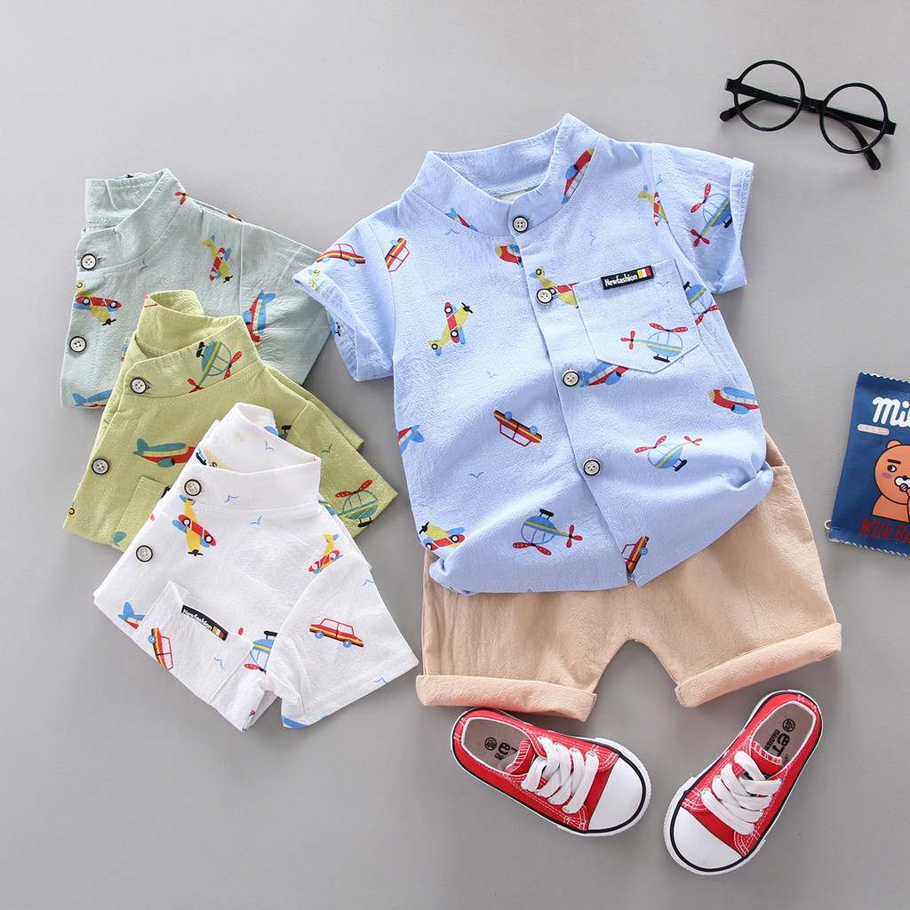 Conjunto Infantil Verão: Camisa + Shorts para Crianças 0-4 Anos