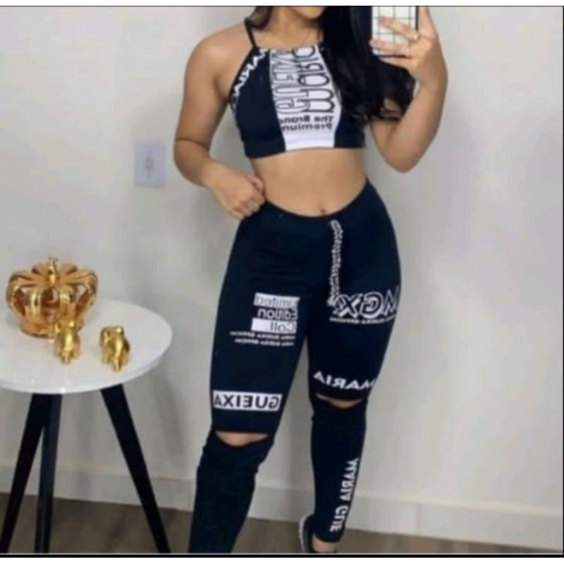 Conjunto Maria Gueixa: Top e Calça Estiloso para Mulheres