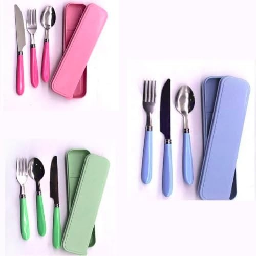 Conjunto de Talheres em Aço Inox 3 Peças com Estojo - Ideal para Viagem, Marmita e Piquenique