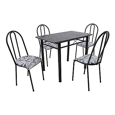 Conjunto Mesa 4 Cadeiras Genebra Preto e Branco