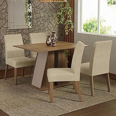 Conjunto Mesa Jantar 4 Cadeiras Madesa Agnes