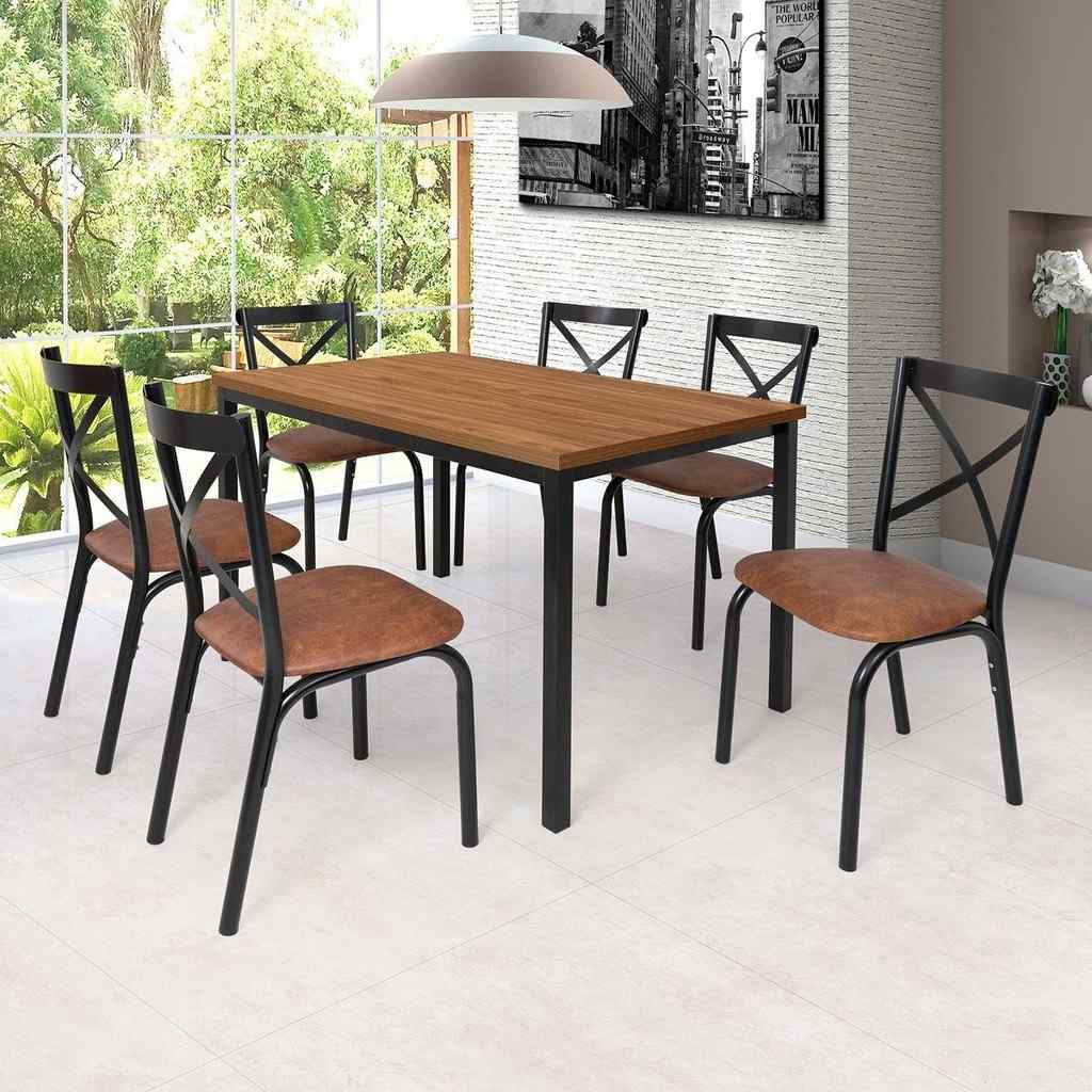 Conjunto Mesa Karina Flex: 6 Cadeiras + Tampo!