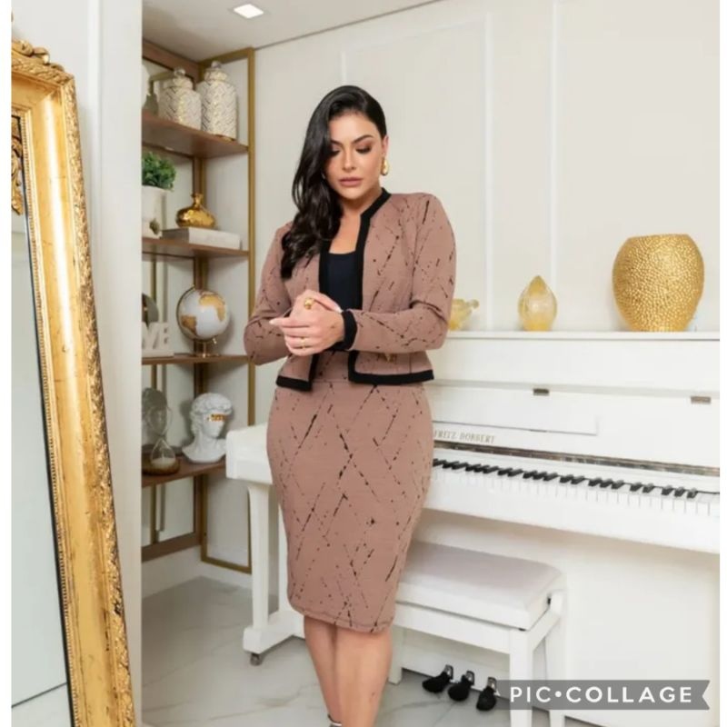 Conjunto Moda Evangélica com 4 Zípers Laterais - P ao G4