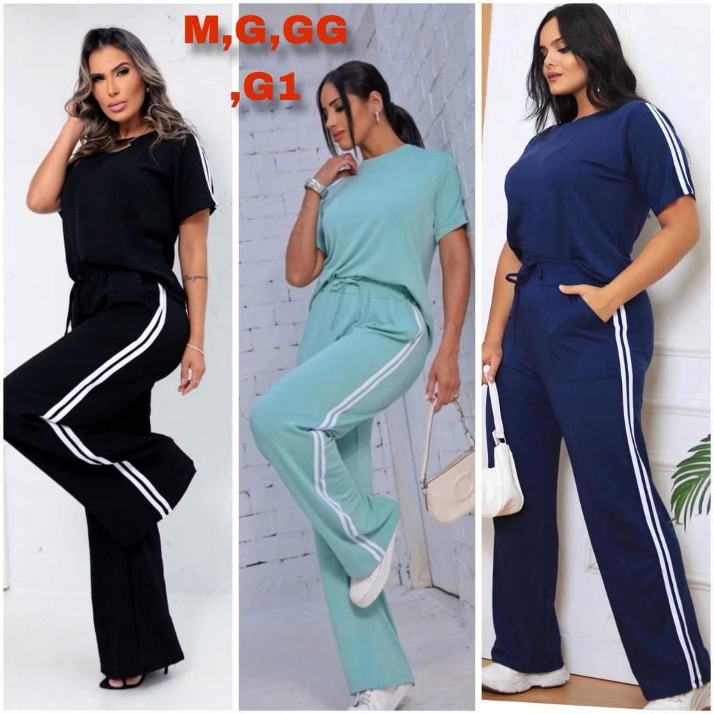 Conjunto Moletinho Feminino com Listra - Elegância e Conforto