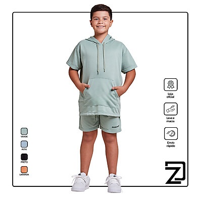 Conjunto Moletinho Menino Canguru + Shorts