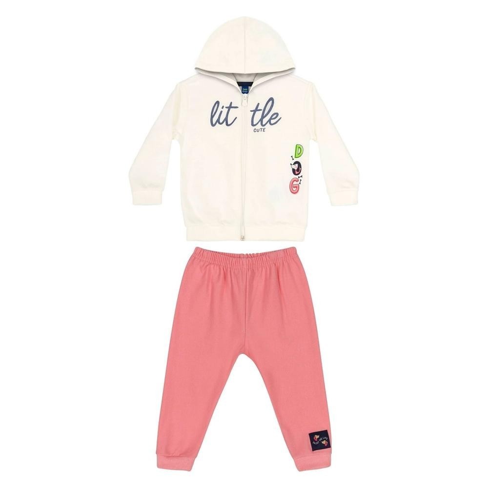 Conjunto Moletom Bebê Menina Bee Loop: Jaqueta e Calça com Capuz