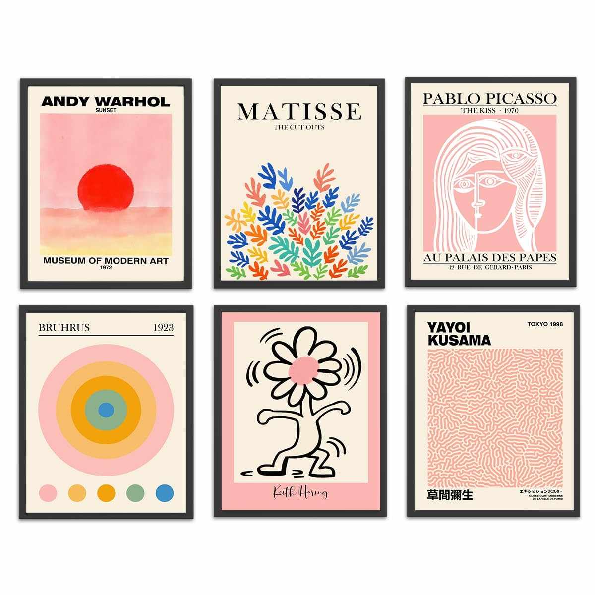 6 Pôsteres de Arte Moderna com Estilo Matisse Rosa - Conjunto Decorativo para Parede