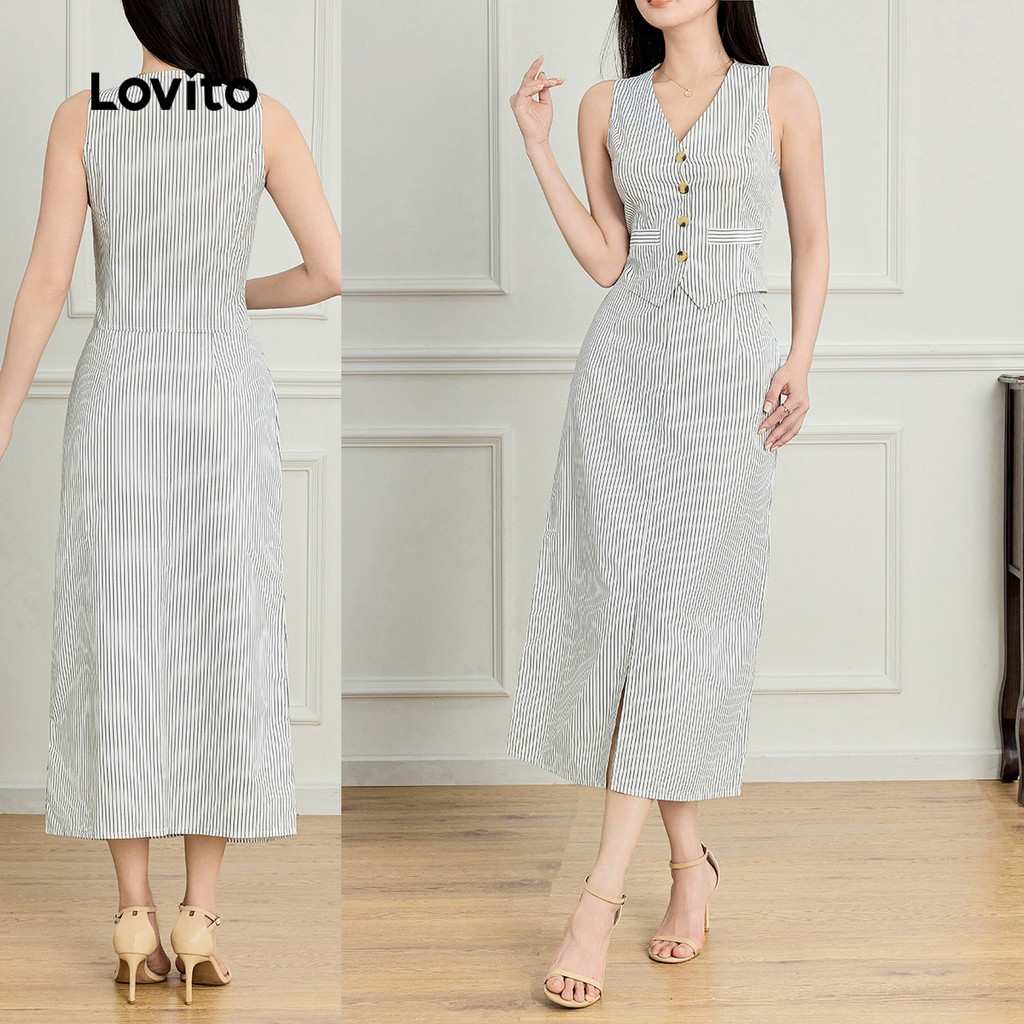 Conjunto Saia Listrada Lovito: Casual e Moderno