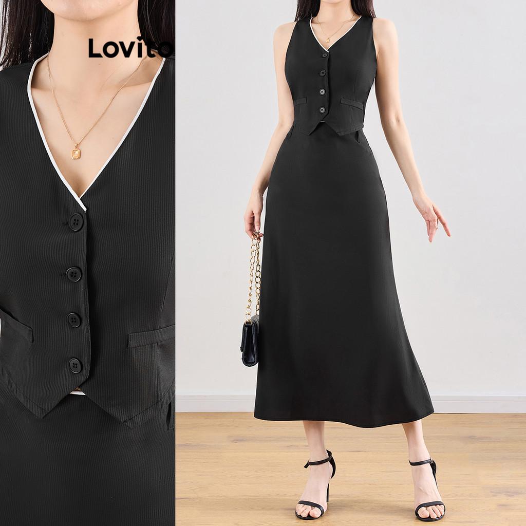 Conjunto Saia Listrada Lovito: Estilo Casual para Verão e Primavera