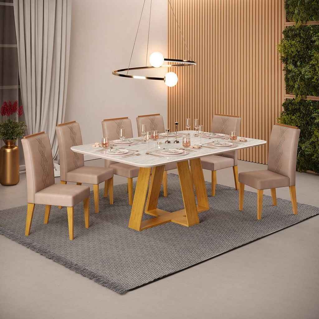 Conjunto Sala de Jantar 6 Cadeiras 170x90 – Mesa e Cadeiras Modernas