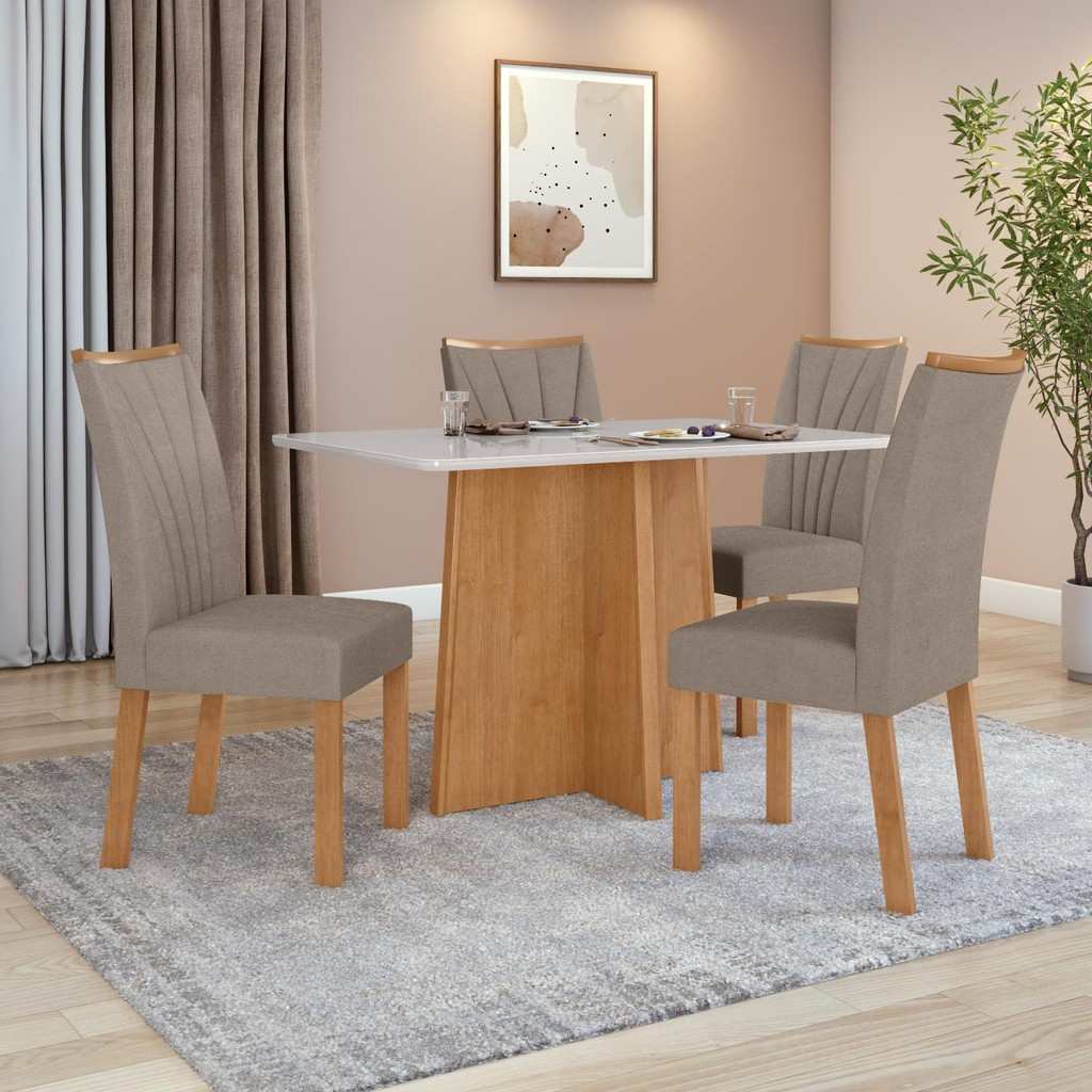Conjunto Sala de Jantar Celebrare 120x80 com 4 Cadeiras Apogeu