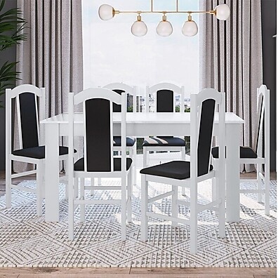 Conjunto Sala de Jantar com 6 Cadeiras Brancas – Estilo e Conforto