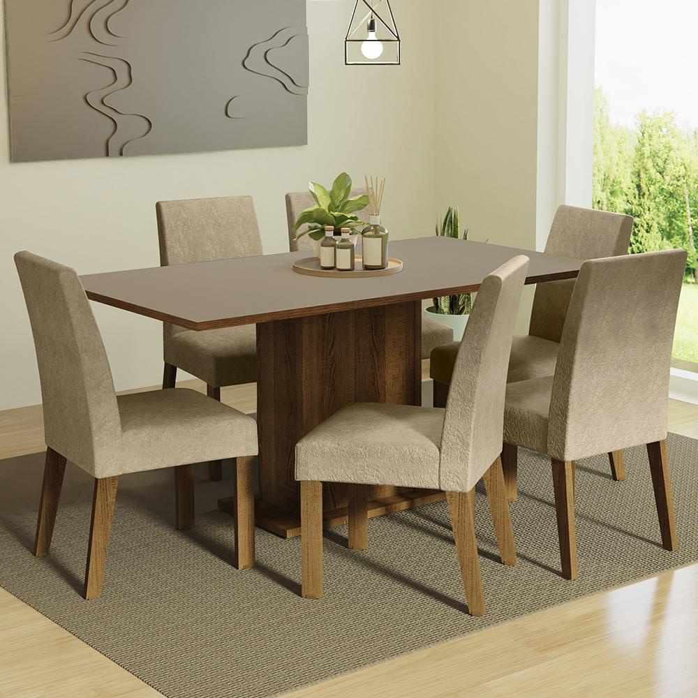Conjunto Sala de Jantar com Mesa de Madeira e 6 Cadeiras Renata Madesa