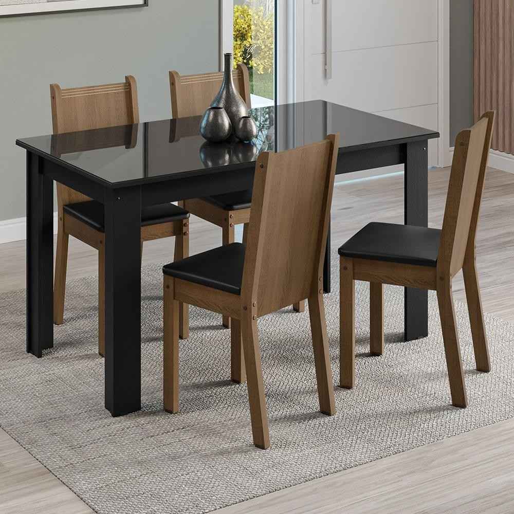 Conjunto Sala de Jantar com Mesa de Vidro e 4 Cadeiras Kiara Madesa