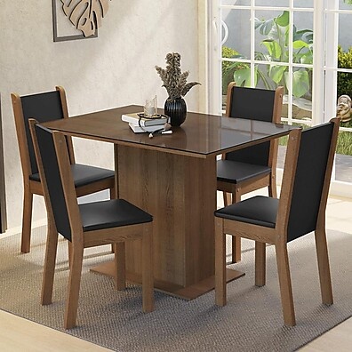 Conjunto Sala de Jantar com Mesa de Vidro e 4 Cadeiras Martina Madesa