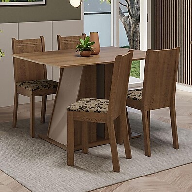 Conjunto Sala de Jantar com Mesa e 4 Cadeiras Marilyn Madesa