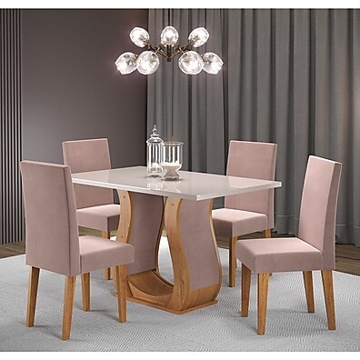 Conjunto Sala de Jantar Inovare 120x80cm com 4 Cadeiras Venus