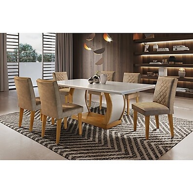 Conjunto Sala de Jantar Kate Espresso com 6 Cadeiras