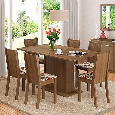 Conjunto Sala de Jantar Madesa Megan com 6 Cadeiras