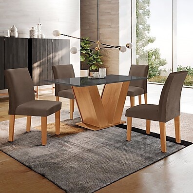 Conjunto Sala de Jantar Yescasa Espanha – Mesa 120x80cm + 4 Cadeiras