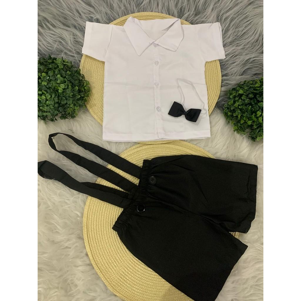 Conjunto Suspensório Infantil Preto para Batizado e Casamento