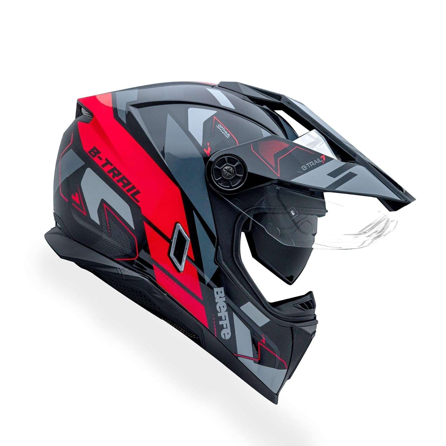 Capacete Moto Bieffe B-Trail Conquest Preto Vermelho com Óculos Interno - Segurança e Estilo